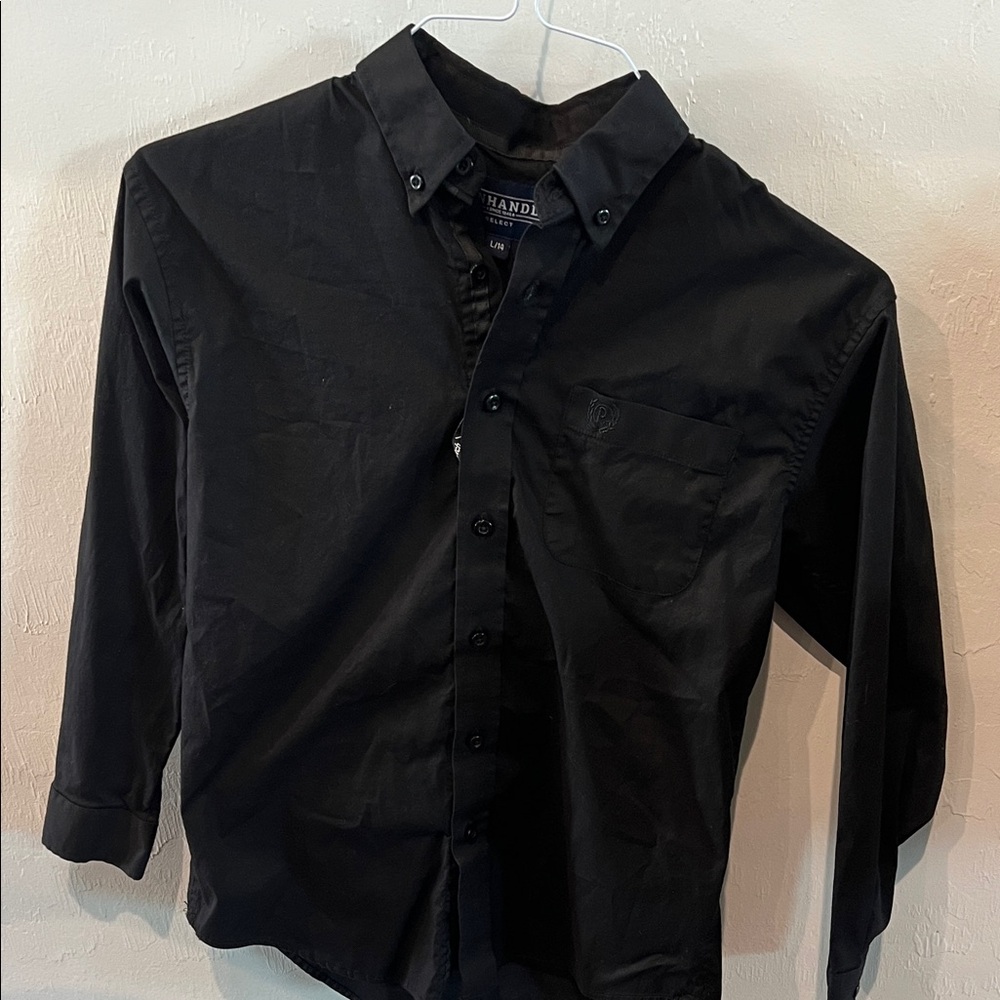 Boy’s Panhandle Black Casual Button-Down Shirt size L/14